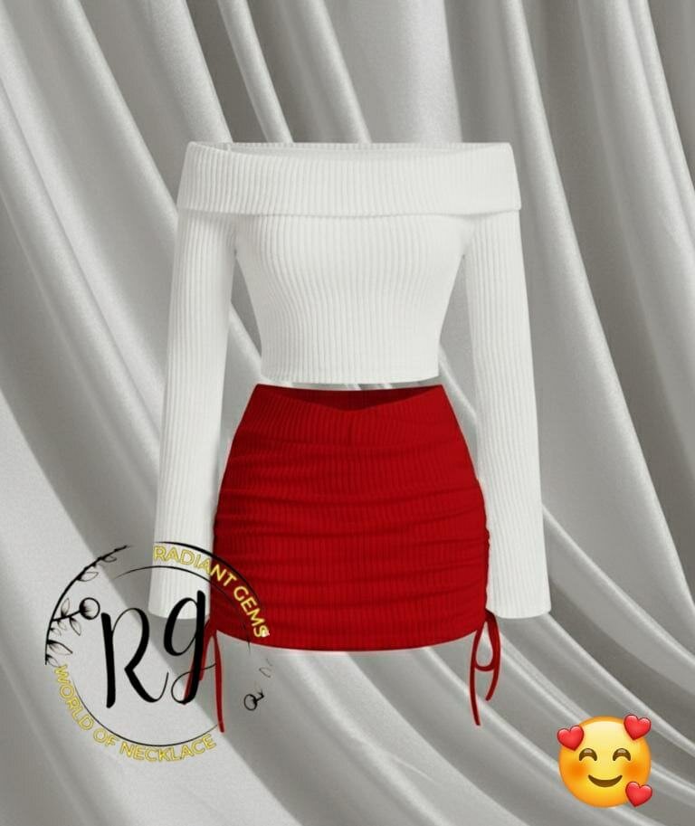 Set tendance haut et jupe côtelée