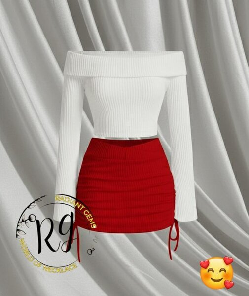 Set tendance haut et jupe côtelée