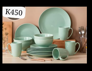 set of green dishes