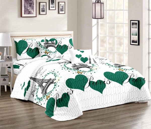 Bedding set with multi-colored print, 5 pieces, Queen size