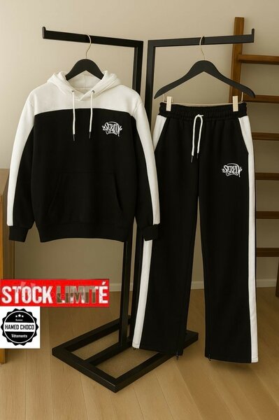 Ensemble jogging noir et blanc