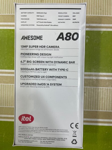 Smartphone Itel A80, 8GB RAM, 128GB