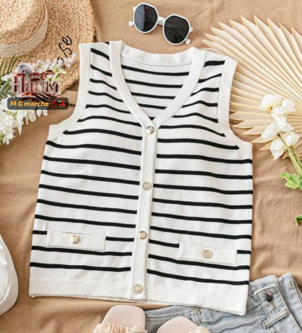 Gilet rayé en tricot élégant