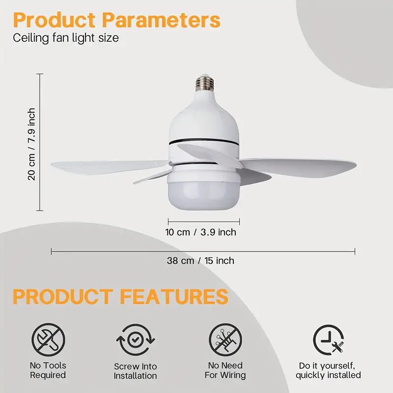 Ventilateur Plafond LED Télécommande