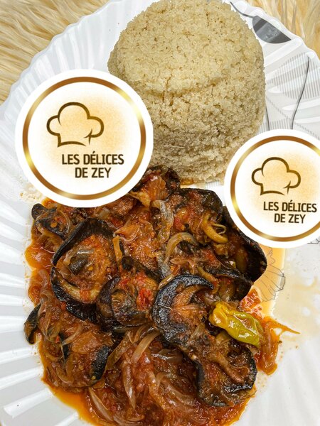 Escargot sauté avec Attiéké