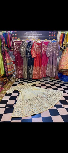 Fixed mirror maxiy Rao silk Fabric (10 colours option availa