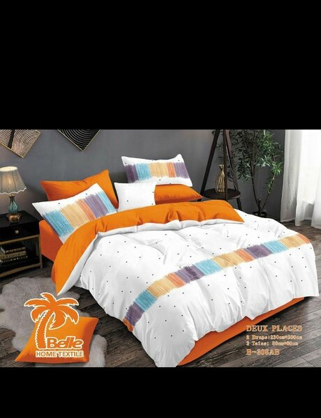 Parure de lit 2 places orange et blanc