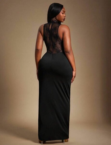 Robe longue dentelle noire