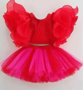 Red, Rose, Party Wear Dresses for Girls | Designer Kids Party Dresses | Stylemylo, ( Fabric Net, And Organza ) ( Size 03 Month To 5 Yrs)