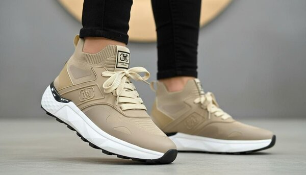 Baskets montantes beiges tendance