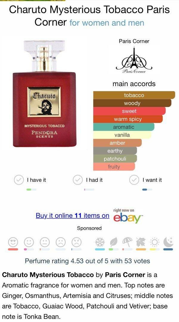 Charuto Mysterious Tobacco Eau de parfum 100ml