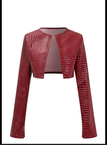 Croc-Embossed Red Leather Jacket
