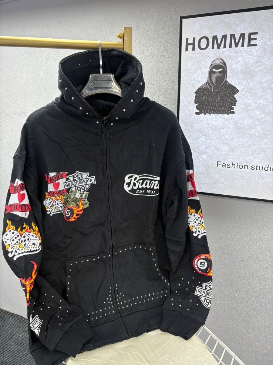 Veste à capuche noire homme