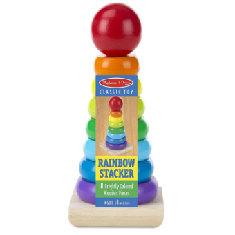 Classic Baby Rainbow Ring Tower Wooden Stacker Rings Educational Toy for Kids -Small & Large