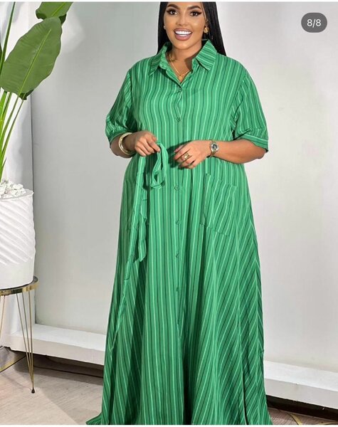 Robe longue boutonnée rayée