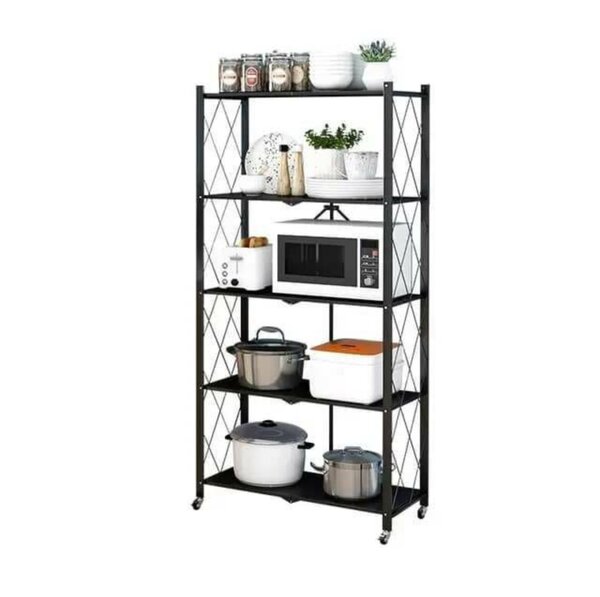 5 layer foldable metallic storage rack