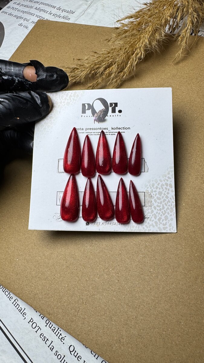 Ongles Press-Ons Rouge cat eye