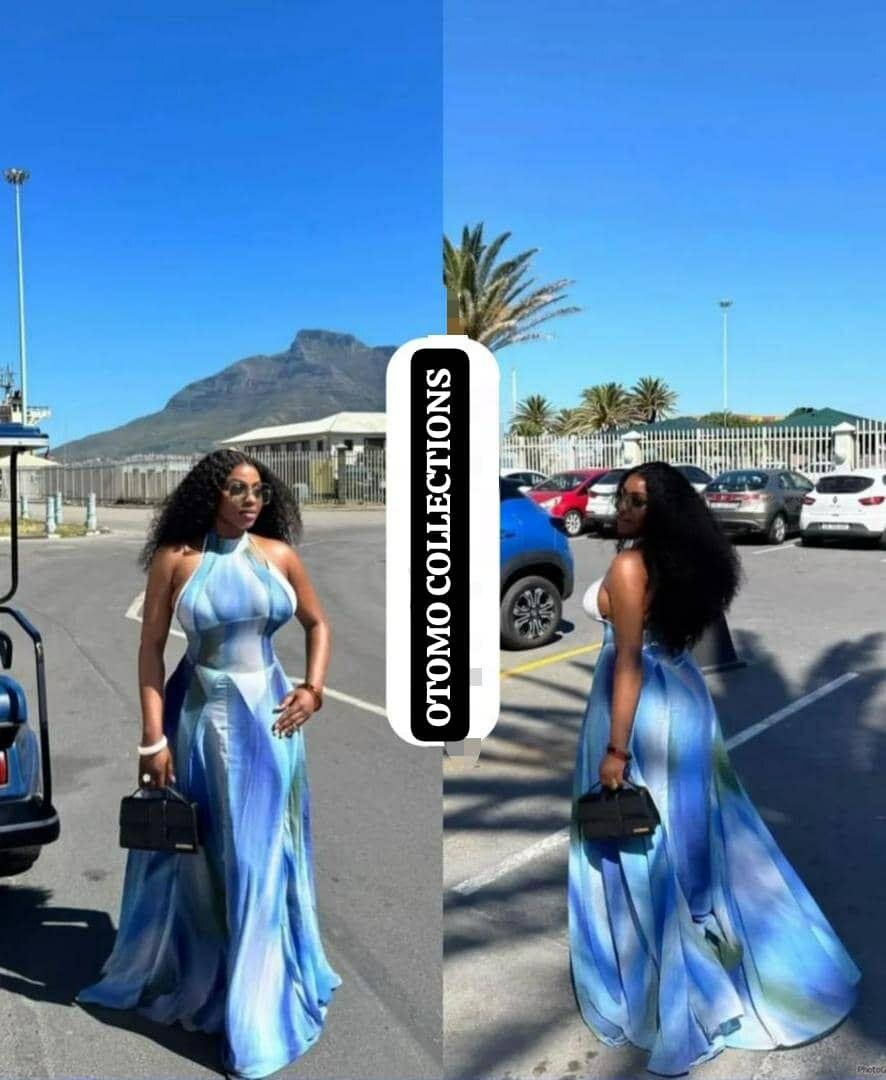 Robe longue élégante multicolore