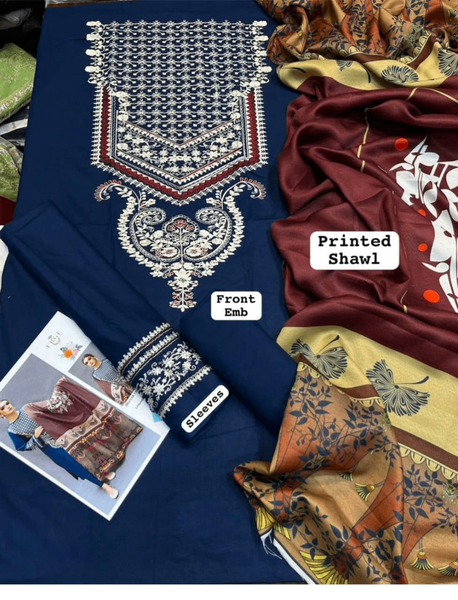 3 PCs Women's unstitched Dhanak Suit