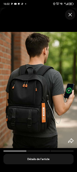 Sac à dos avec port USB intégré