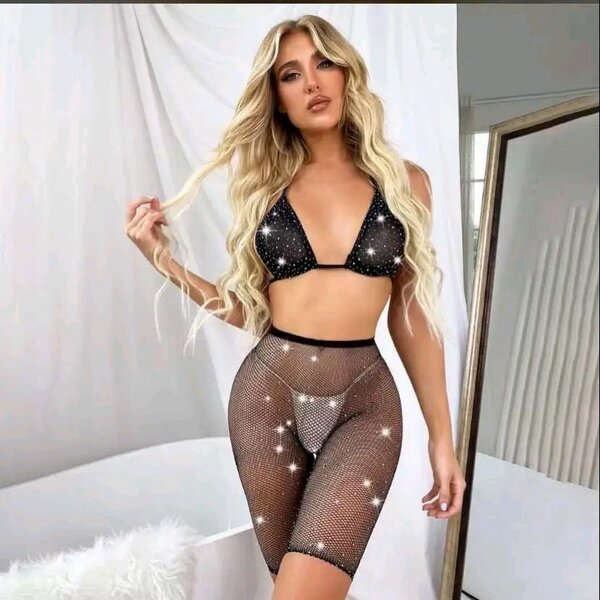 Ensemble lingerie filet scintillant