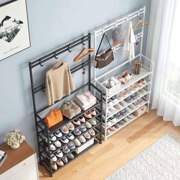 Shoe rack with bag hanger