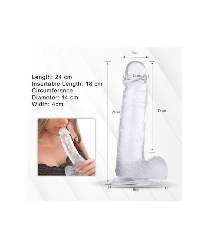 Gode réaliste en silicone transparent