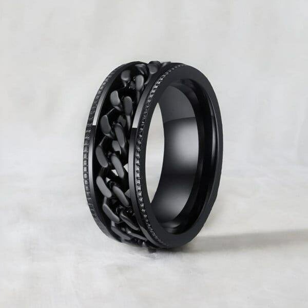 Bague homme acier noir élégante