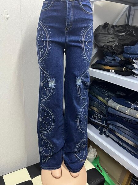 Jeans larges brodés mode