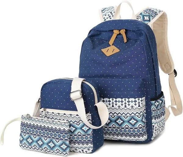 Sac à dos maternité bleu avec motifs