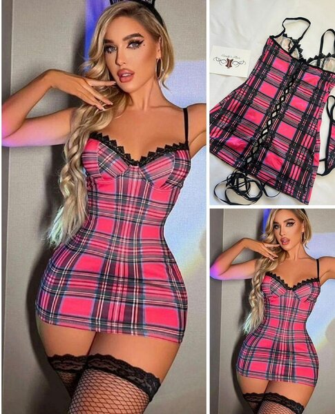 Robe lingerie écossaise sexy