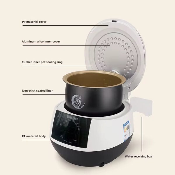 6L Multifunctional Digital Touch Screen Silver Crest Cooker