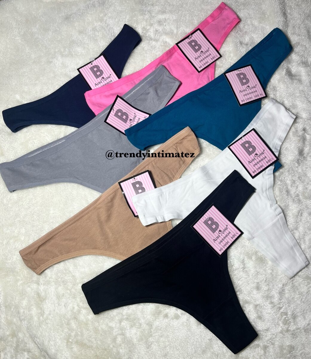 Cotton and spandex thongs