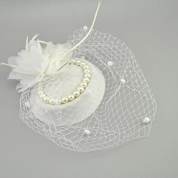 Fascinateur mariage blanc perles
