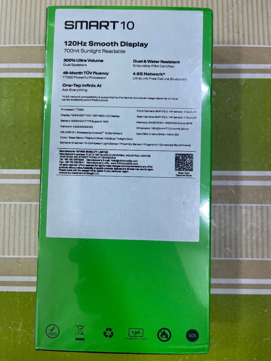 Infinix Smart 10 Téléphone