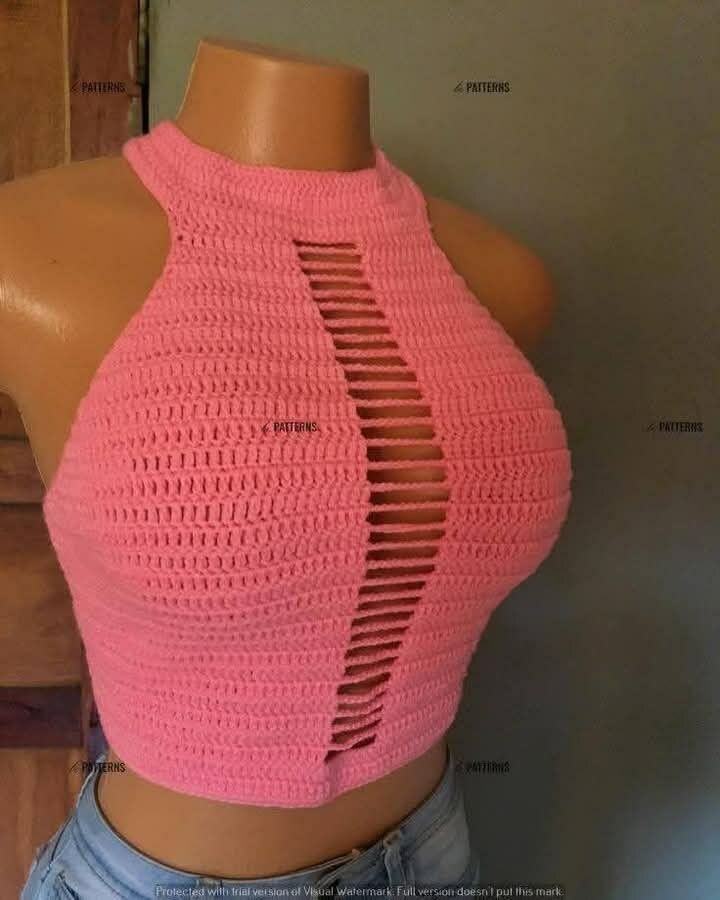 Top crochet rose en maille