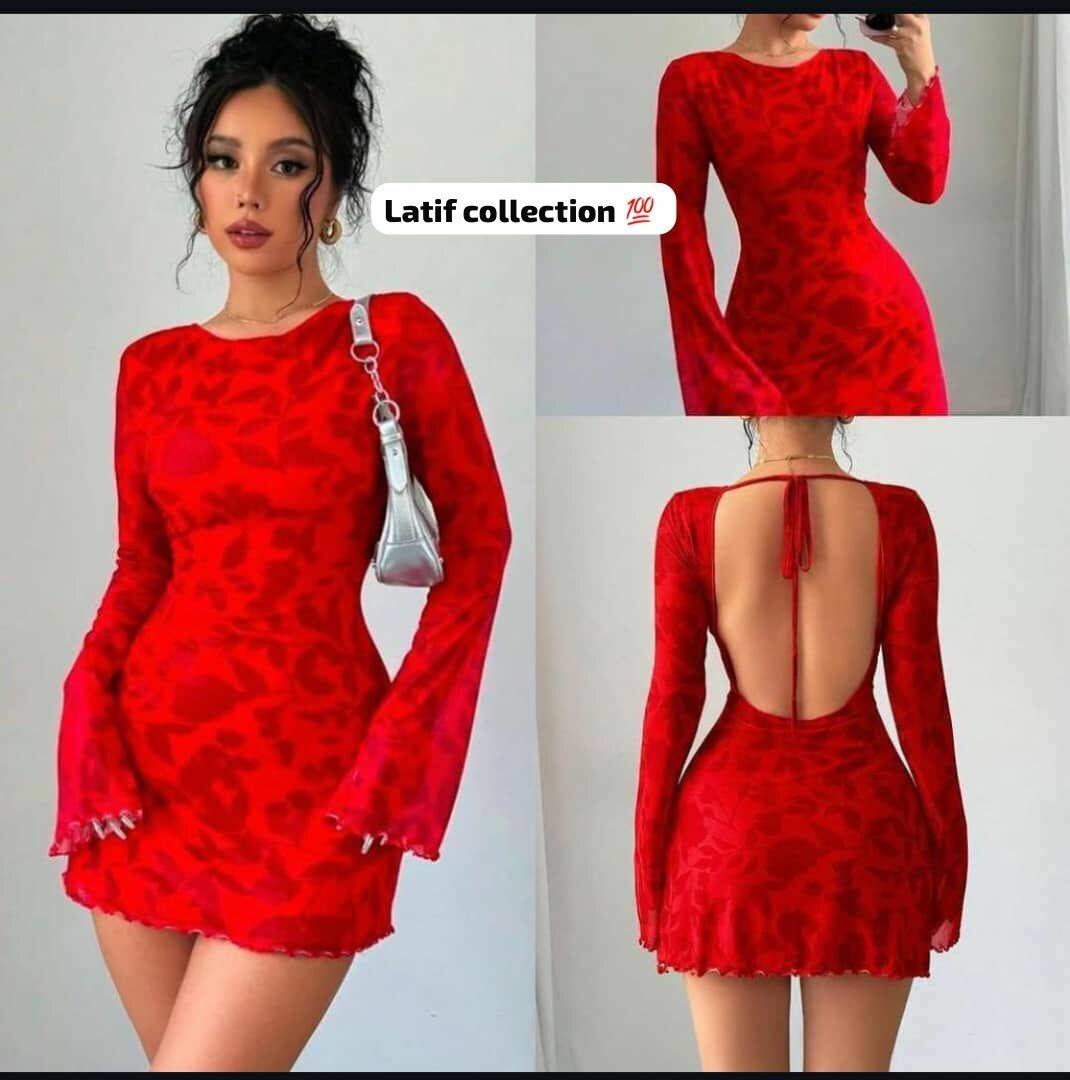 Robe rouge manches longues
