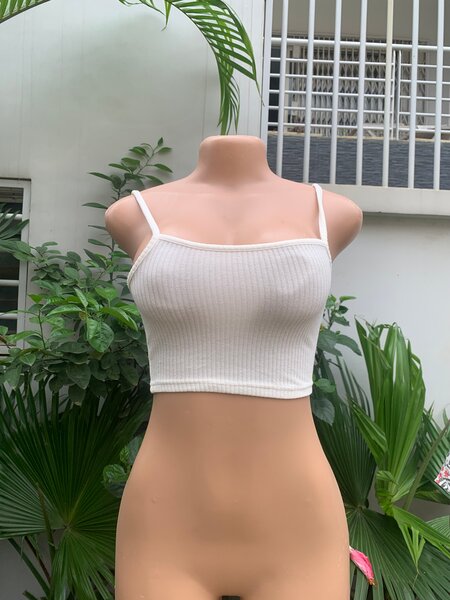 Débardeur blanc côtelé