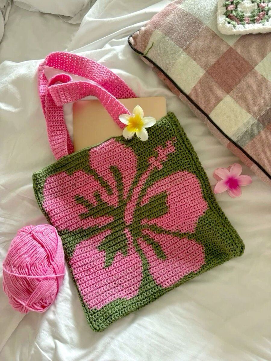 Sac à main crochet hibiscus