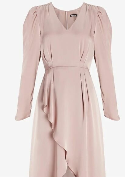 Ladies EXPRESS Blushing Mauve Satin Midi Dress