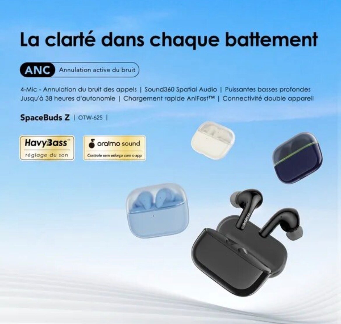 Écouteurs Bluetooth sans fil Oraimo