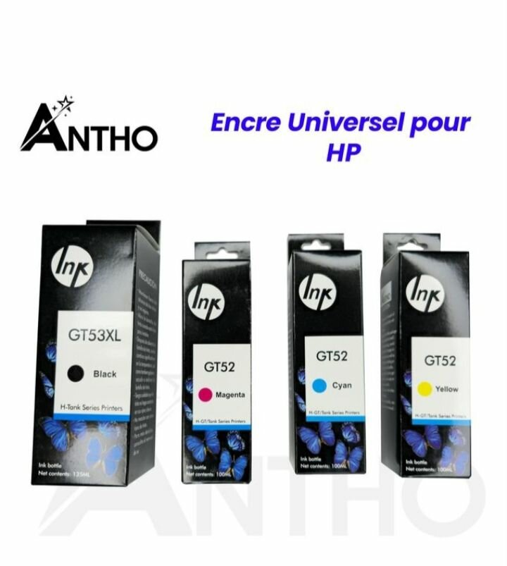 ANTHO Kit De Recharge D'encre 4 Couleurs Pour HP Smart Tank