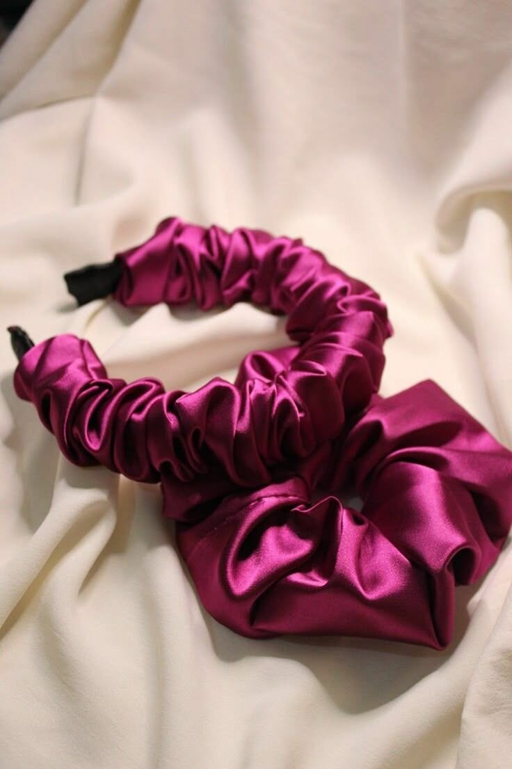 Bandeau et Chouchou Satin Rose