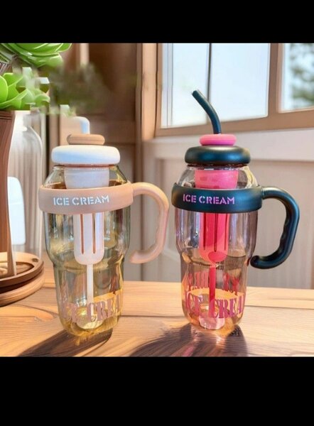 Gobelet Glace Coloré avec Paille