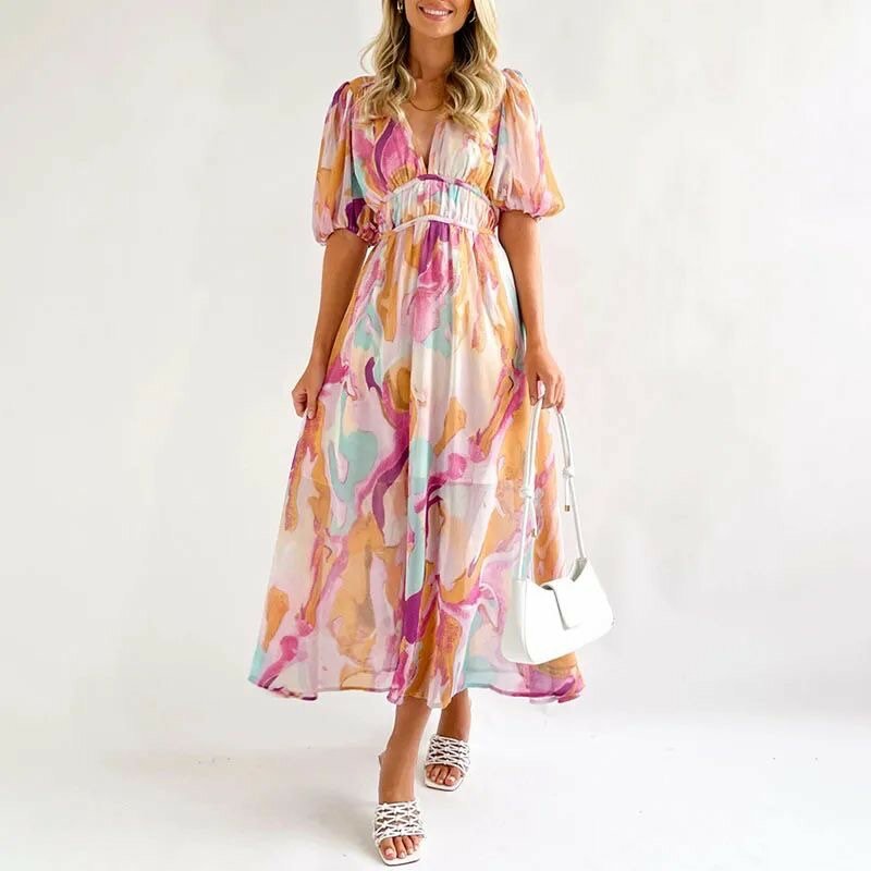 Robe maxi colorée fluide élégante