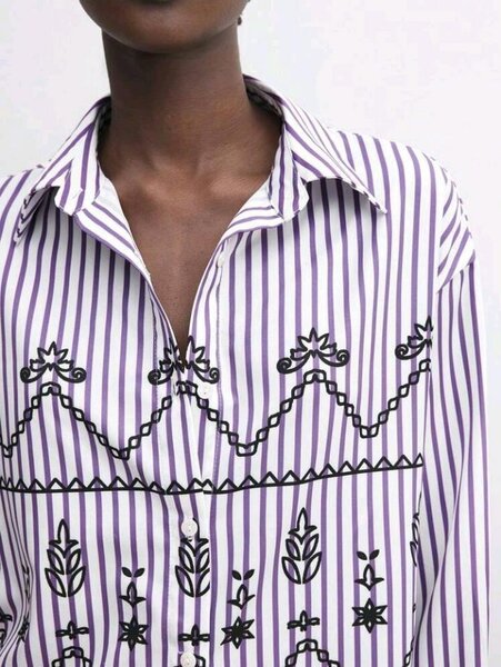 Chemise rayée brodée chic