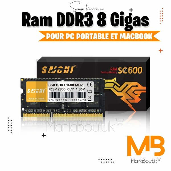 RAM DDR3 8giga pc portable et MacBook