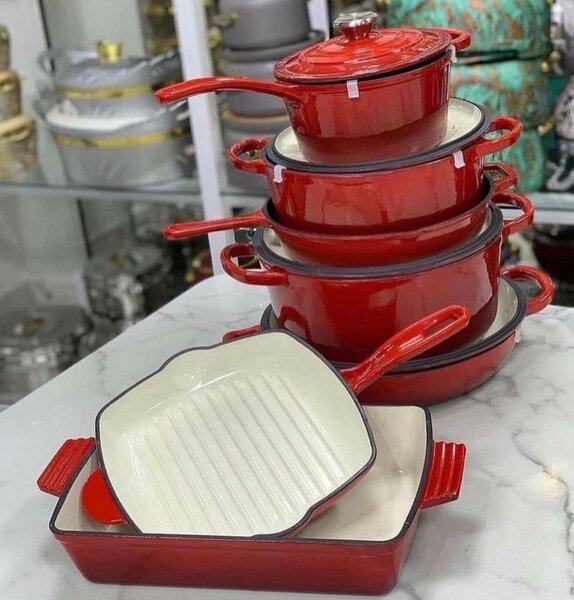 7pcs Enamel Cast Iron