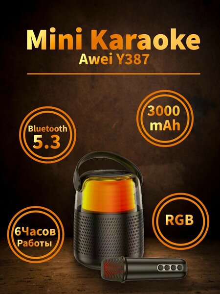 Портативная колонка/караоке с микрофоном Awei Y387