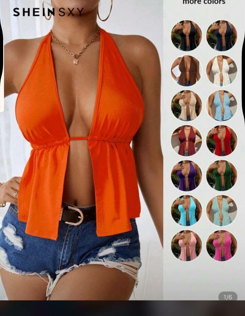 Top dos nu orange sexy
